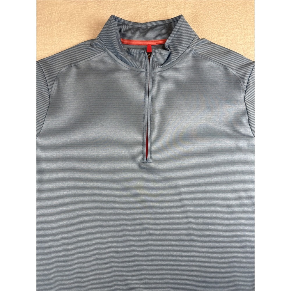 Johnnie-O 1/4 Zip Pullover Mens S 14 Neptune Blue Striped Performance JBKO1890